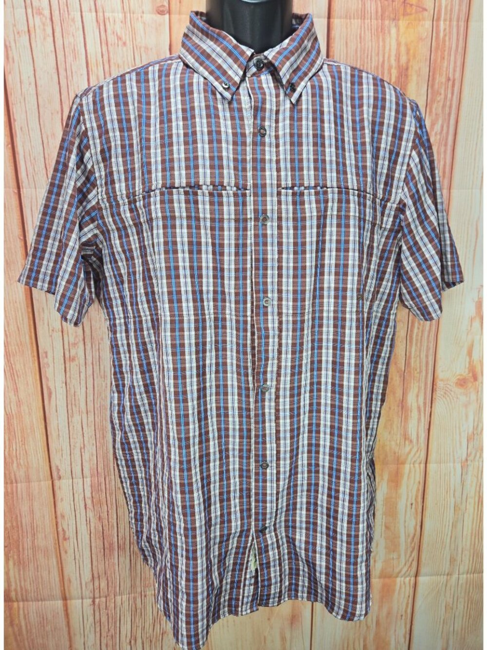Exofficio Mens Plaid Short Sleeve Shirt Size Medium